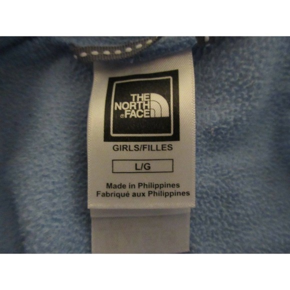 The North Face Girls Youth Light Blue Hooded Fleece Polartec Size L Sweater - Picture 9 of 9